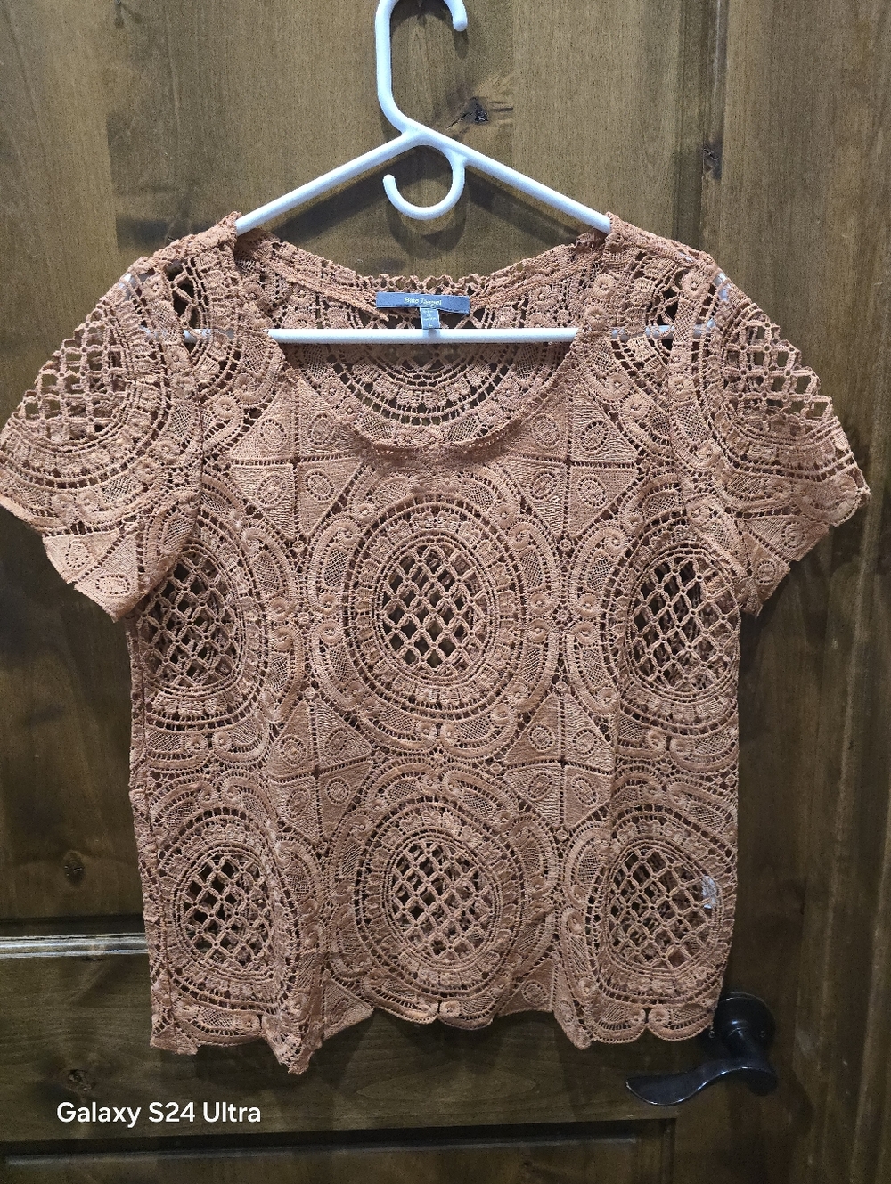 NWOT Blue Tassel Anthropologie Delicate Crochet Top Shirt Sz Med / Large